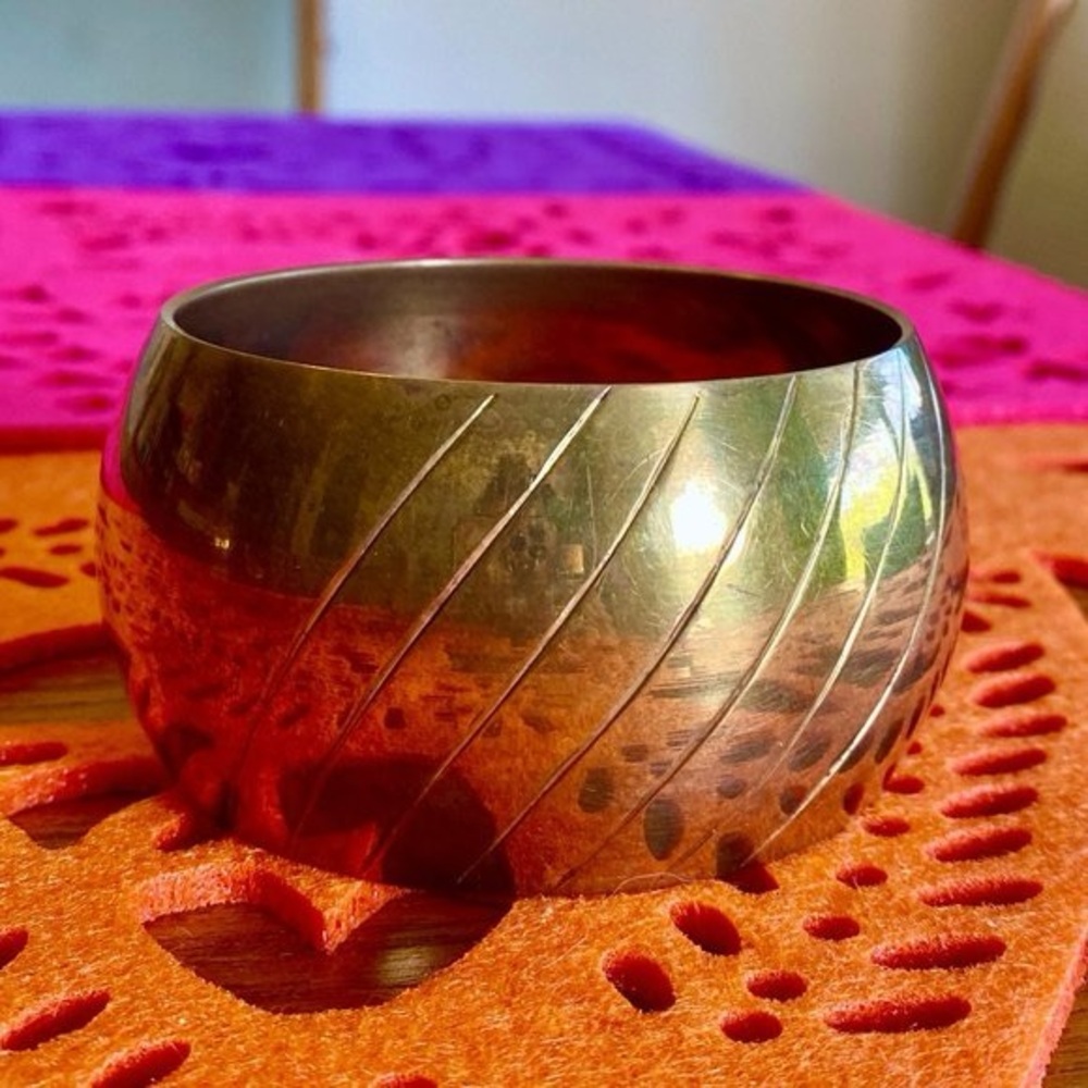 Wide Brass Bangle Bracelet